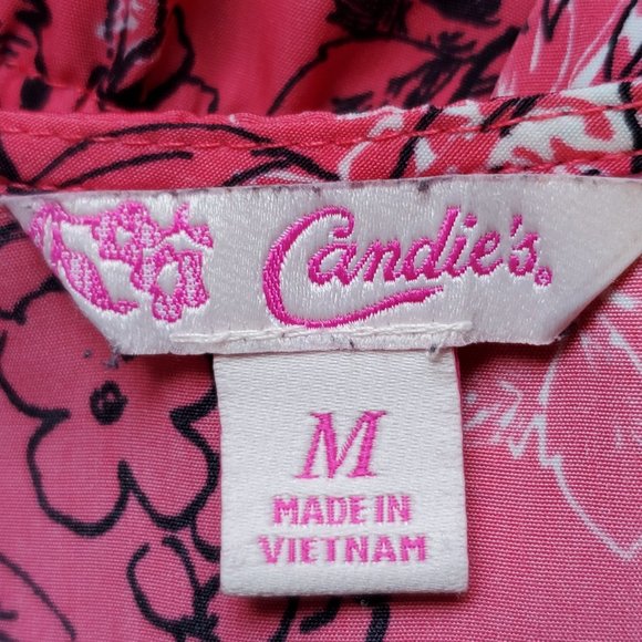 Candie's Pink Black White Floral Cap Sleeve Cutout Summer Dress Sz M (Juniors) - Picture 10 of 13